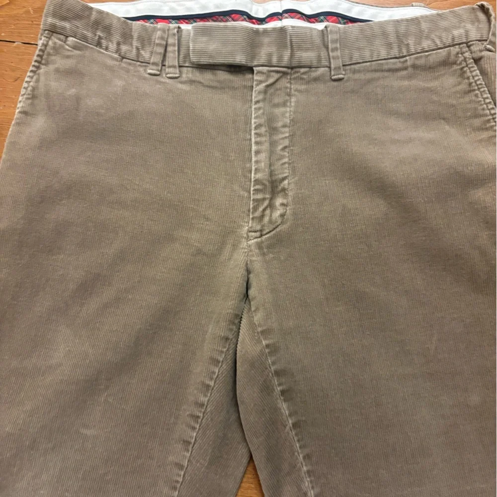 Men's Polo 34-34 flat front Corduroy Pants in Taupe